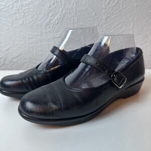 SAS Maria Mary Jane Comfort Shoes Women's Sz 8 N Black Leather Buckle Round Toe